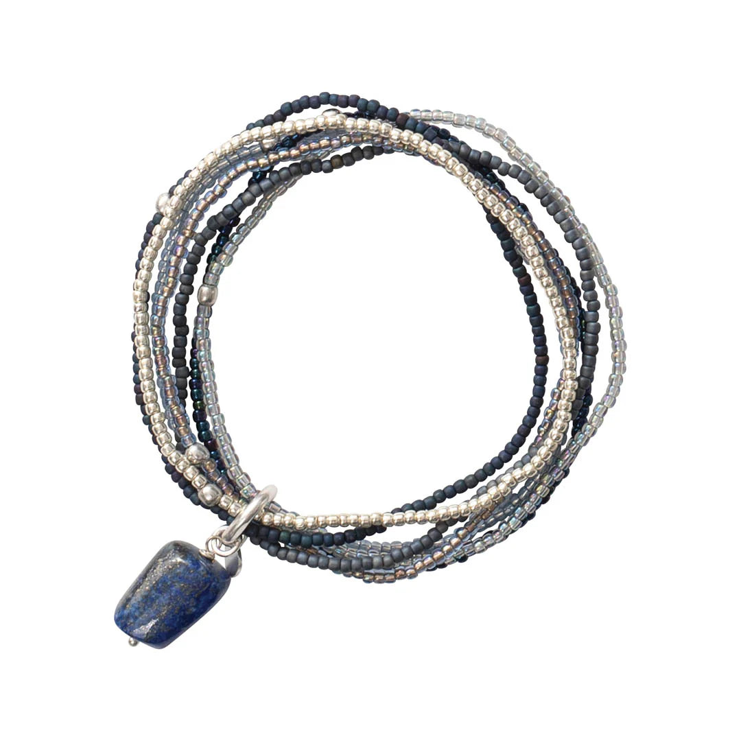 Nirmala Lapis Lazuli Silver Coloured Bracelet