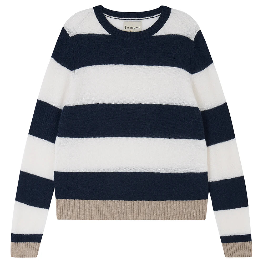 Cashmere Contrast Stripe Crew