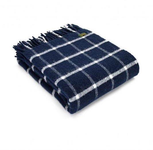 Tweedmills Chequered Check Navy Throw